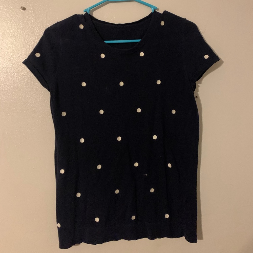 navy blue J-crew shirt